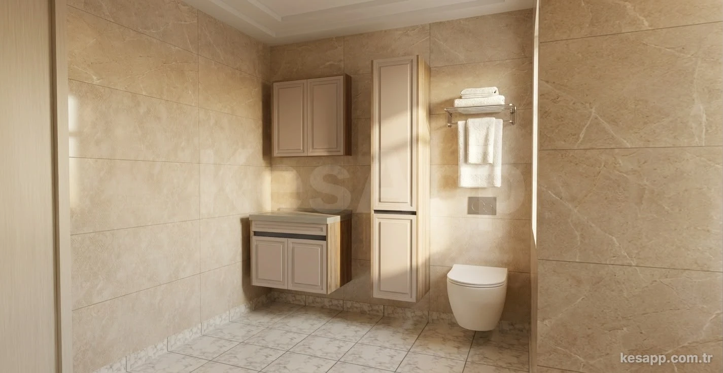 Ahşap detaylı banyo